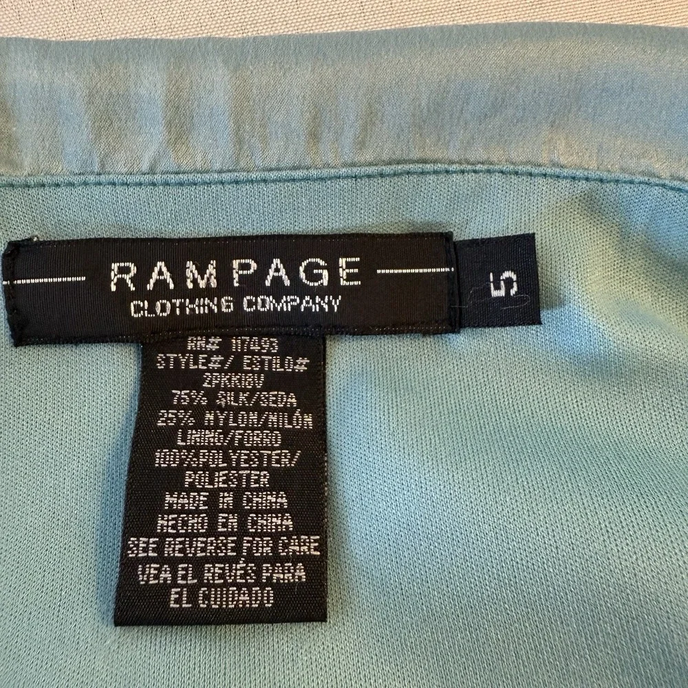 Rampage Y2K Silk Blend Aqua Blue Tiered Ruffle Skirt Size 5‎ Broomstick Boho
